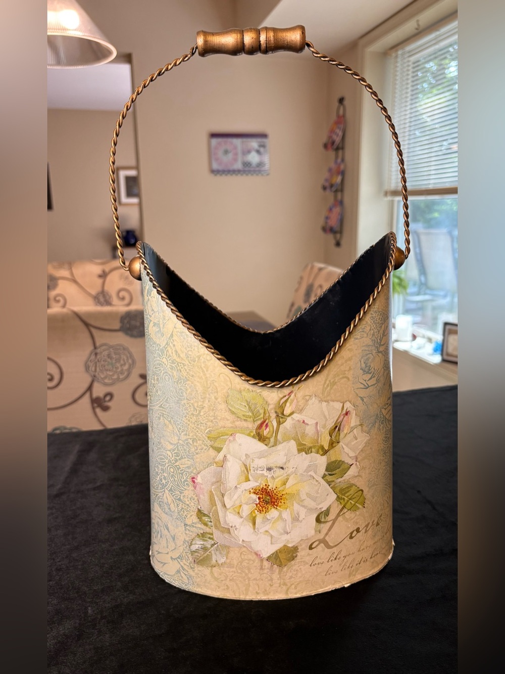 Vintage- Style Tina Higgins Metal Bucket Basket
